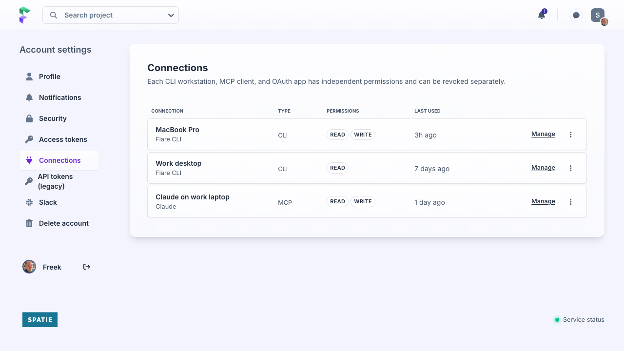 The Connections page